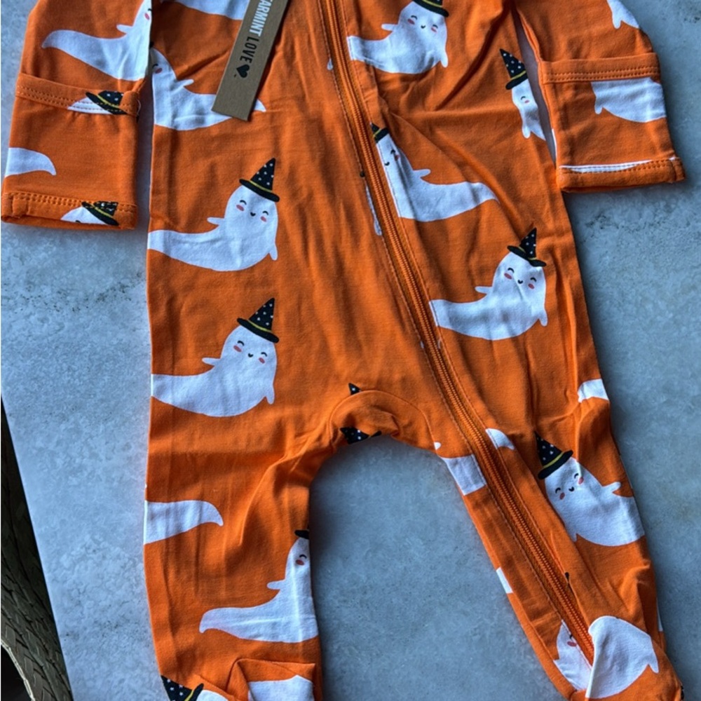 Orange Ghost infant Footie PJ